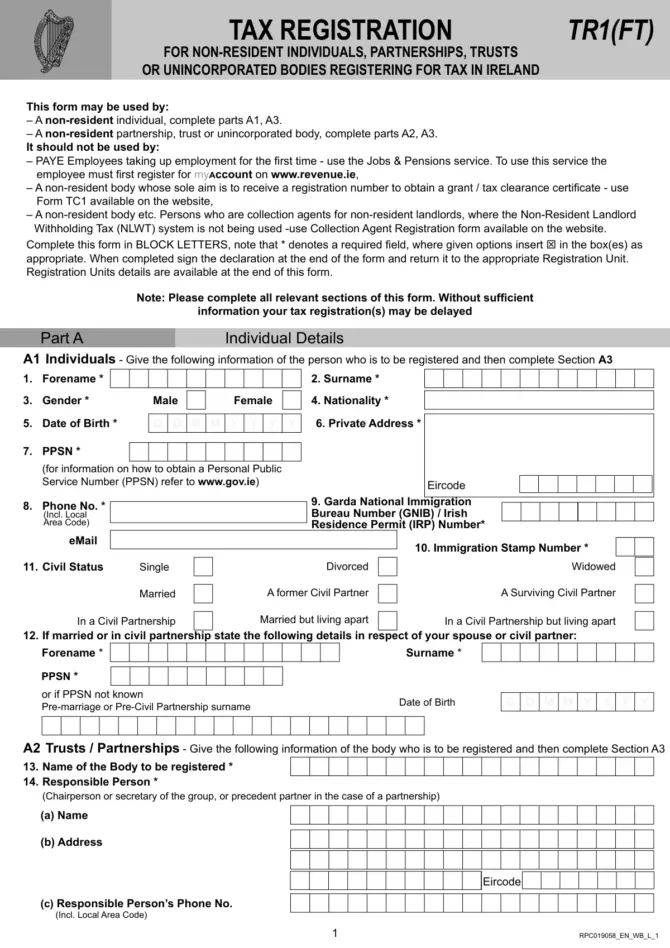 TR1(FT), page 1 of the official form