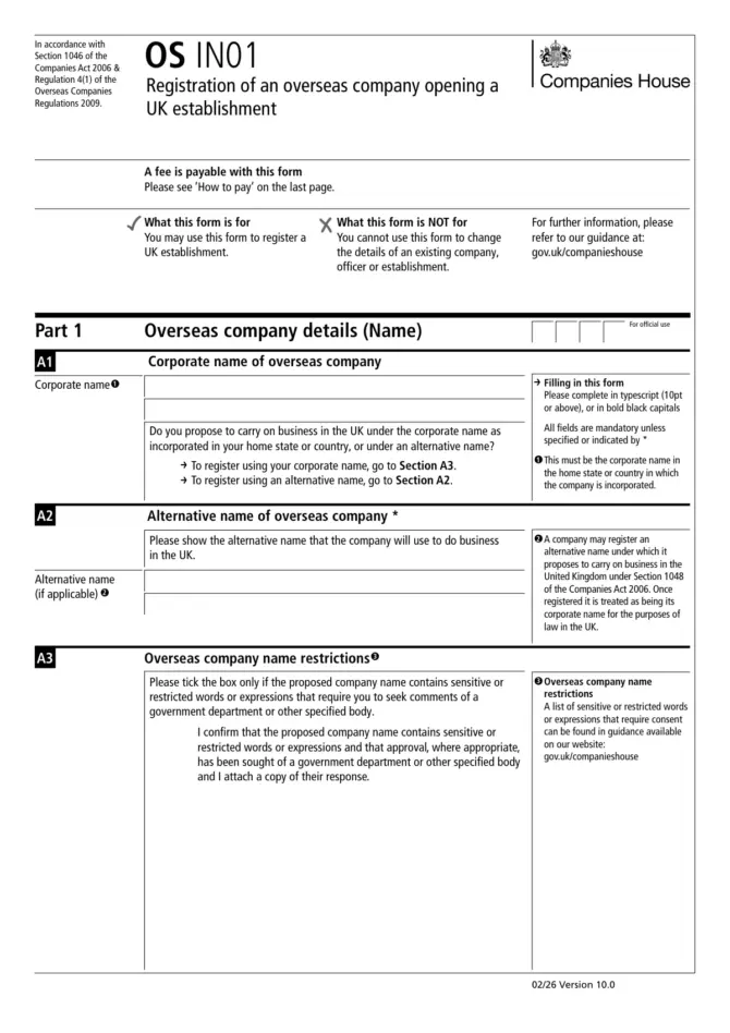 OS IN01, page 1 of the official form