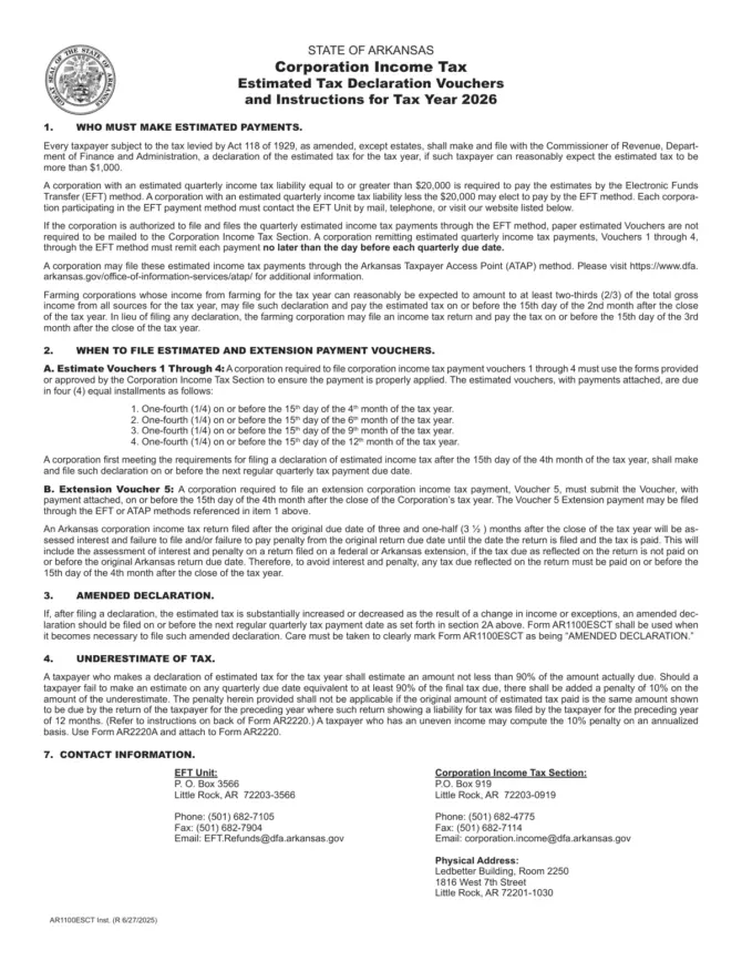 Form AR1100ESCT, page 1 of the official form